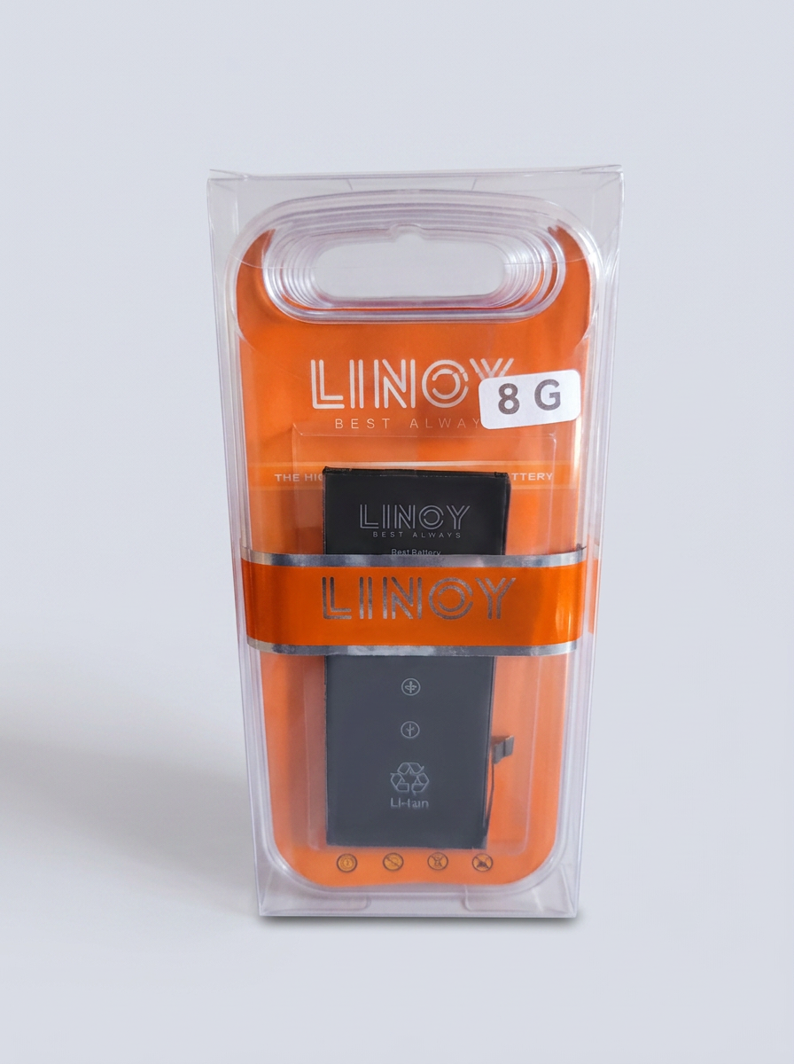 LINOY 8G slim lithium-ion battery in sealed orange LINOY blister packaging